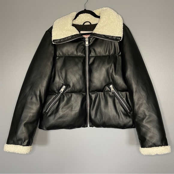 Levi's | Breanna Faux Leather Puffer Jacket with Sherpa Lined Collar - Picture 6 of 16